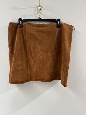 Vintage Y2K Old Navy Brown Genuine Suede Leather Lined Mini Skirt Size 14